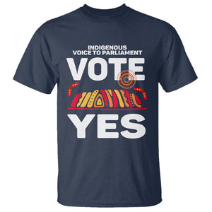 Australia Indigenous T Shirt Vote Yes Voice To Parliament Urulu TS02 Navy Printyourwear