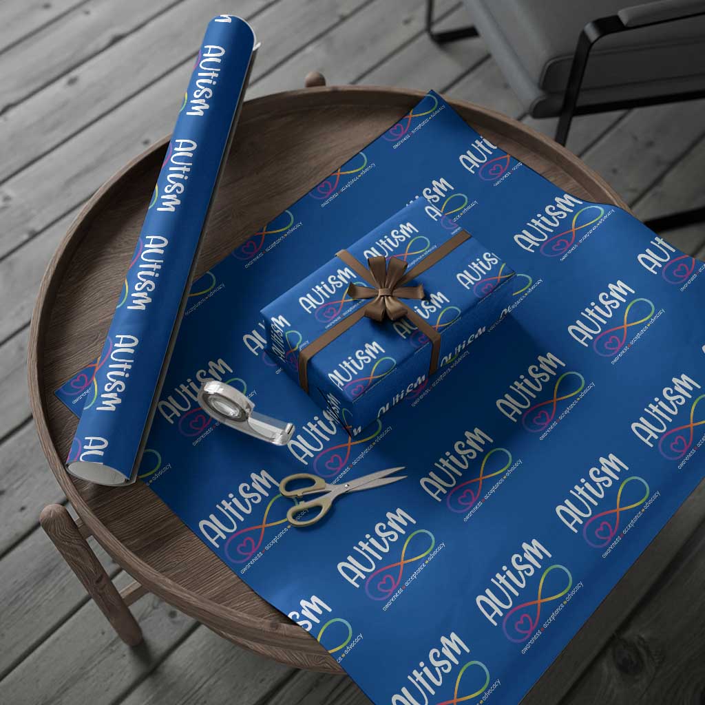Autism Acceptance Wrapping Paper Roll Neurodivergent Support Infinity Symbol TS14 Blue Print Your Wear