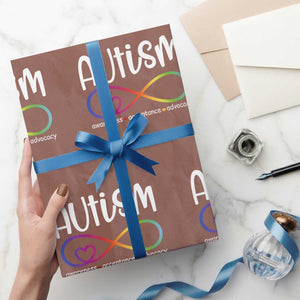 Autism Acceptance Wrapping Paper Roll Neurodivergent Support Infinity Symbol TS14 Mocha Print Your Wear