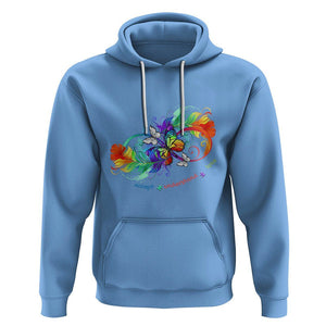 Autism Acceptance Hoodie Accept Understand Love Rainbow Infinity With Butterfly Feathers TS01 Carolina Blue Printyourwear