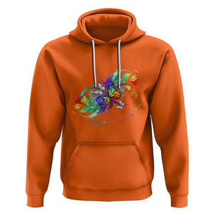 Autism Acceptance Hoodie Accept Understand Love Rainbow Infinity With Butterfly Feathers TS01 Orange Printyourwear