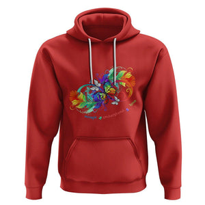 Autism Acceptance Hoodie Accept Understand Love Rainbow Infinity With Butterfly Feathers TS01 Red Printyourwear