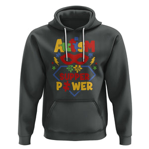 Autism Acceptance Hoodie Autism Is My Superpower Autistic Hero TS02 Dark Heather Printyourwear