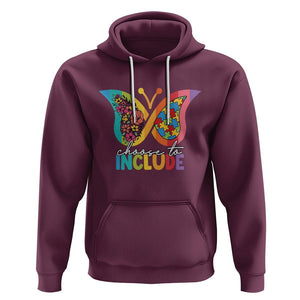 Autism Acceptance Hoodie Choose To Include Spectrum Neurodiversity Floral Butterfly TS02 Maroon Printyourwear