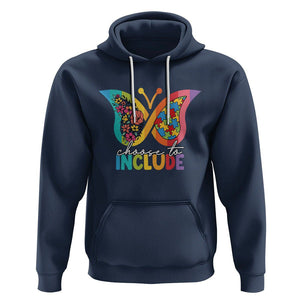 Autism Acceptance Hoodie Choose To Include Spectrum Neurodiversity Floral Butterfly TS02 Navy Printyourwear