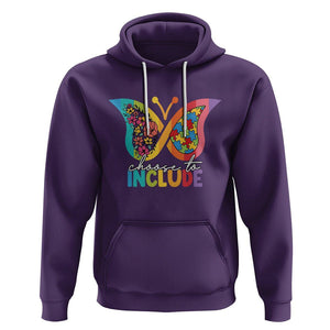 Autism Acceptance Hoodie Choose To Include Spectrum Neurodiversity Floral Butterfly TS02 Purple Printyourwear