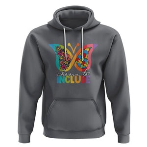 Autism Acceptance Hoodie Choose To Include Spectrum Neurodiversity Floral Butterfly TS02 Charcoal Printyourwear