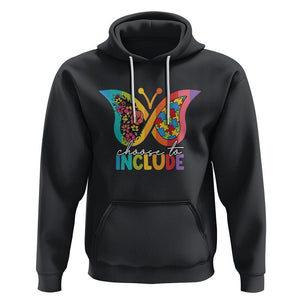 Autism Acceptance Hoodie Choose To Include Spectrum Neurodiversity Floral Butterfly TS02 Black Printyourwear