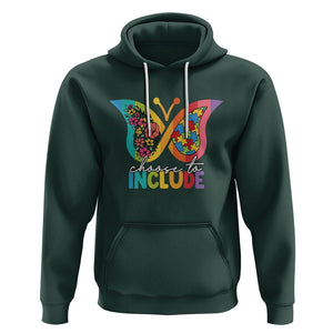 Autism Acceptance Hoodie Choose To Include Spectrum Neurodiversity Floral Butterfly TS02 Dark Forest Green Printyourwear