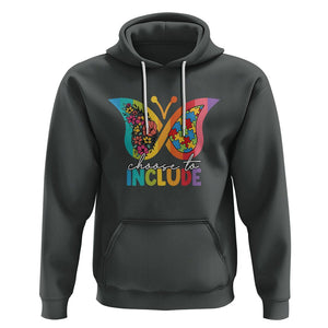 Autism Acceptance Hoodie Choose To Include Spectrum Neurodiversity Floral Butterfly TS02 Dark Heather Printyourwear