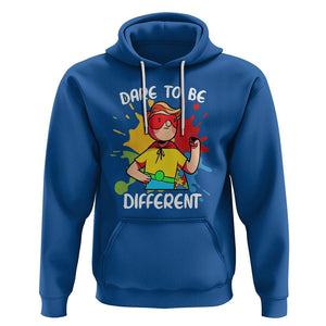 Autism Acceptance Hoodie Dare To Be Different Love Support Autistic Boys TS02 Royal Blue Printyourwear