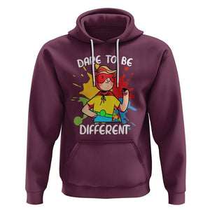 Autism Acceptance Hoodie Dare To Be Different Love Support Autistic Boys TS02 Maroon Printyourwear