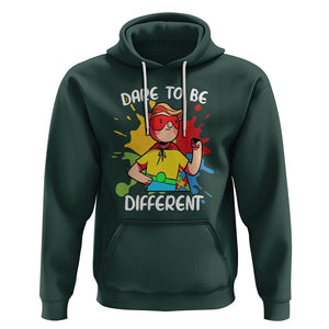 Autism Acceptance Hoodie Dare To Be Different Love Support Autistic Boys TS02 Dark Forest Green Printyourwear