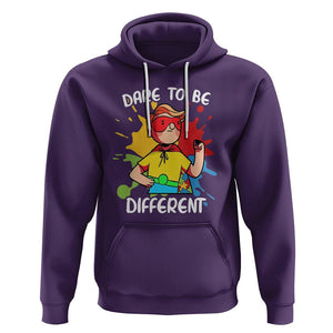 Autism Acceptance Hoodie Dare To Be Different Love Support Autistic Boys TS02 Purple Printyourwear