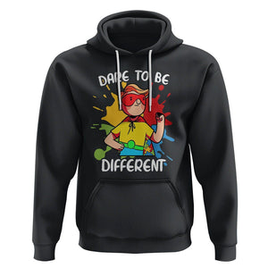 Autism Acceptance Hoodie Dare To Be Different Love Support Autistic Boys TS02 Black Printyourwear