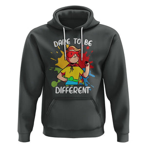 Autism Acceptance Hoodie Dare To Be Different Love Support Autistic Boys TS02 Dark Heather Printyourwear