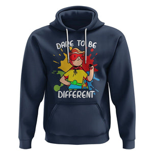 Autism Acceptance Hoodie Dare To Be Different Love Support Autistic Boys TS02 Navy Printyourwear