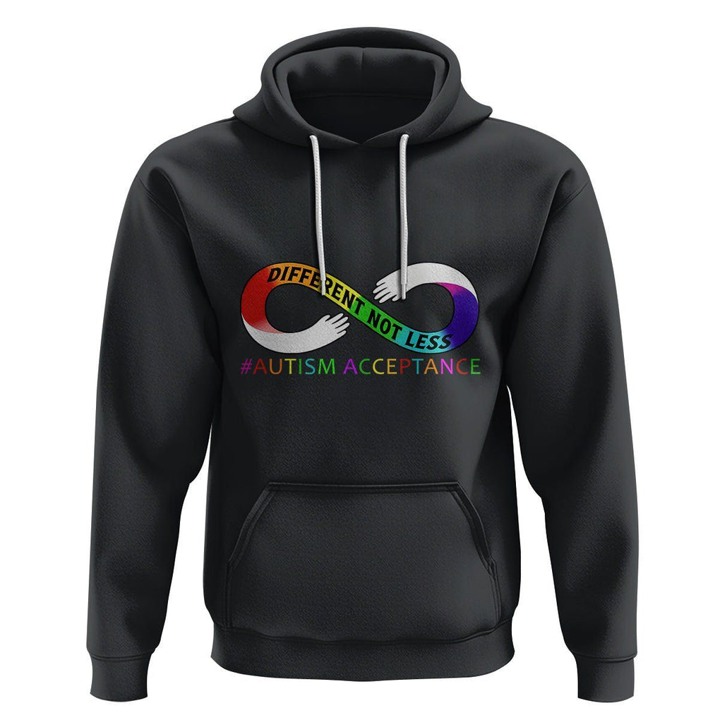 Autism Acceptance Hoodie Different Not Less Spectrum Rainbow Infinity TS02 Black Printyourwear