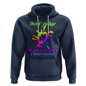 Autism Acceptance Hoodie Don't Judge What You Don't Understand Puzzle Piece TS02 Navy Printyourwear