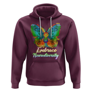 Autism Acceptance Hoodie Embrace Neurodiversity Rainbow Spectrum TS02 Maroon Printyourwear