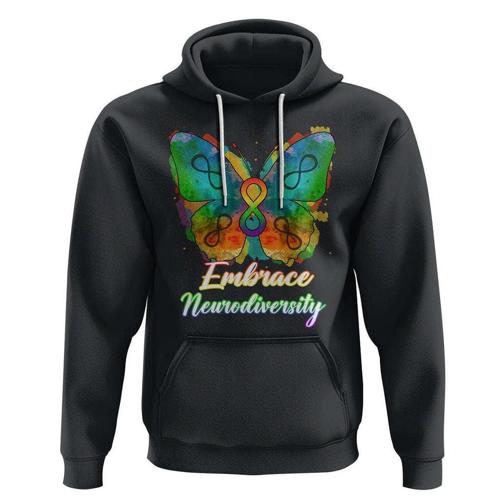 Autism Acceptance Hoodie Embrace Neurodiversity Rainbow Spectrum TS02 Black Printyourwear