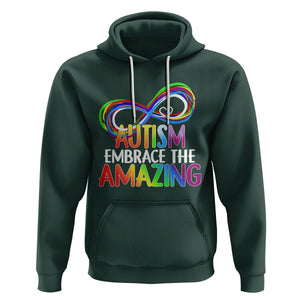 Autism Acceptance Hoodie Embrace The Amazing Spectrum Rainbow Infinity Symbol TS02 Dark Forest Green Printyourwear