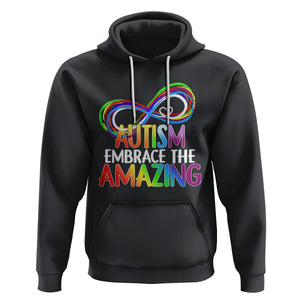 Autism Acceptance Hoodie Embrace The Amazing Spectrum Rainbow Infinity Symbol TS02 Black Printyourwear