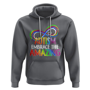 Autism Acceptance Hoodie Embrace The Amazing Spectrum Rainbow Infinity Symbol TS02 Charcoal Printyourwear