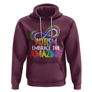 Autism Acceptance Hoodie Embrace The Amazing Spectrum Rainbow Infinity Symbol TS02 Maroon Printyourwear