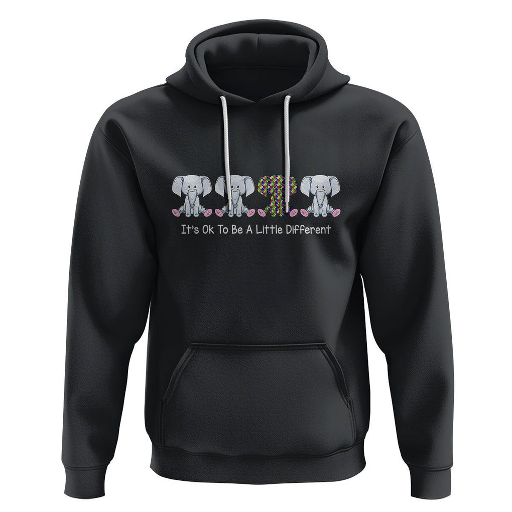 Autism Acceptance Hoodie It's Ok To Be A Little Different Jigsaw Puzzle Elephant TS01 Black Printyourwear