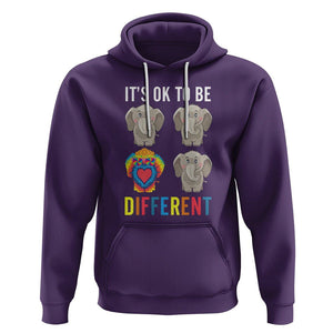 Autism Acceptance Hoodie It's Ok To Be Different Tie Dye Elephant Hippy Style TS01 Purple Printyourwear