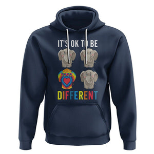 Autism Acceptance Hoodie It's Ok To Be Different Tie Dye Elephant Hippy Style TS01 Navy Printyourwear