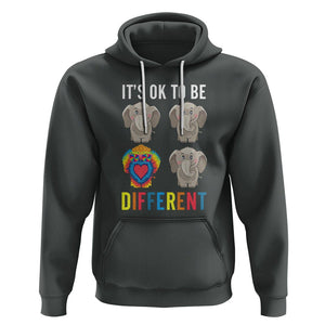 Autism Acceptance Hoodie It's Ok To Be Different Tie Dye Elephant Hippy Style TS01 Dark Heather Printyourwear