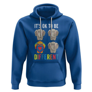 Autism Acceptance Hoodie It's Ok To Be Different Tie Dye Elephant Hippy Style TS01 Royal Blue Printyourwear