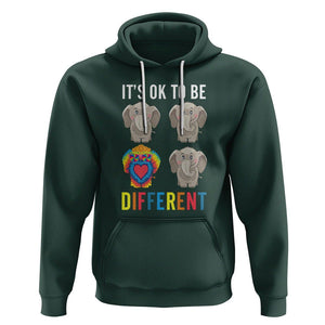 Autism Acceptance Hoodie It's Ok To Be Different Tie Dye Elephant Hippy Style TS01 Dark Forest Green Printyourwear