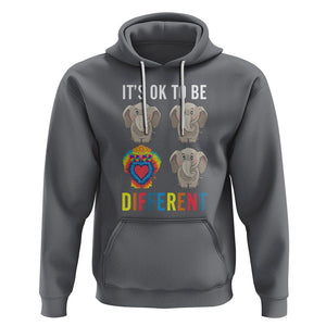 Autism Acceptance Hoodie It's Ok To Be Different Tie Dye Elephant Hippy Style TS01 Charcoal Printyourwear