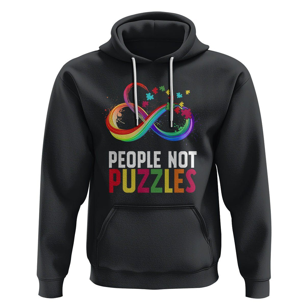 Autism Acceptance Hoodie People Not Puzzles Spectrum Infinity TS01 Black Printyourwear