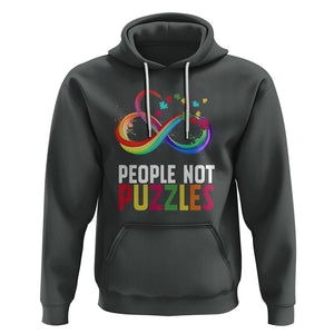 Autism Acceptance Hoodie People Not Puzzles Spectrum Infinity TS01 Dark Heather Printyourwear