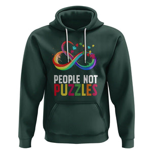 Autism Acceptance Hoodie People Not Puzzles Spectrum Infinity TS01 Dark Forest Green Printyourwear