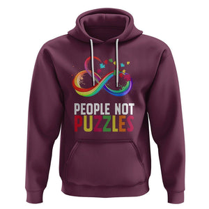 Autism Acceptance Hoodie People Not Puzzles Spectrum Infinity TS01 Maroon Printyourwear