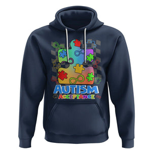 Autism Acceptance Hoodie Retro Groovy Puzzle Piece Spectrum Rainbow Infinity Symbol TS02 Navy Printyourwear