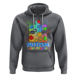 Autism Acceptance Hoodie Retro Groovy Puzzle Piece Spectrum Rainbow Infinity Symbol TS02 Charcoal Printyourwear