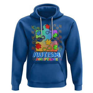 Autism Acceptance Hoodie Retro Groovy Puzzle Piece Spectrum Rainbow Infinity Symbol TS02 Royal Blue Printyourwear