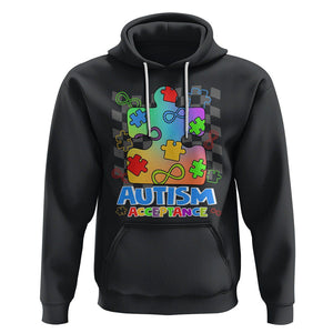 Autism Acceptance Hoodie Retro Groovy Puzzle Piece Spectrum Rainbow Infinity Symbol TS02 Black Printyourwear