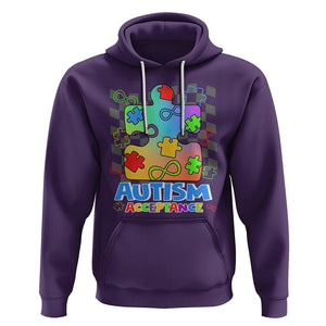 Autism Acceptance Hoodie Retro Groovy Puzzle Piece Spectrum Rainbow Infinity Symbol TS02 Purple Printyourwear