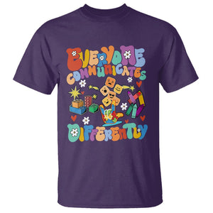 Autism Acceptance Sped Teacher T Shirt Everyone Communicates Differently Special Education TS02 Purple Printyourwear