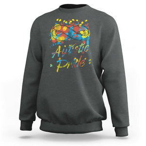 Autism Acceptance Sweatshirt Autistic Pride Support Rainbow Infinity Symbol TS02 Dark Heather Printyourwear