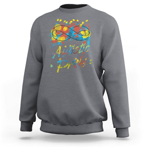 Autism Acceptance Sweatshirt Autistic Pride Support Rainbow Infinity Symbol TS02 Charcoal Printyourwear