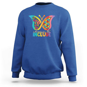 Autism Acceptance Sweatshirt Choose To Include Spectrum Neurodiversity Floral Butterfly TS02 Royal Blue Printyourwear