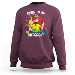 Autism Acceptance Sweatshirt Dare To Be Different Love Support Autistic Boys TS02 Maroon Printyourwear